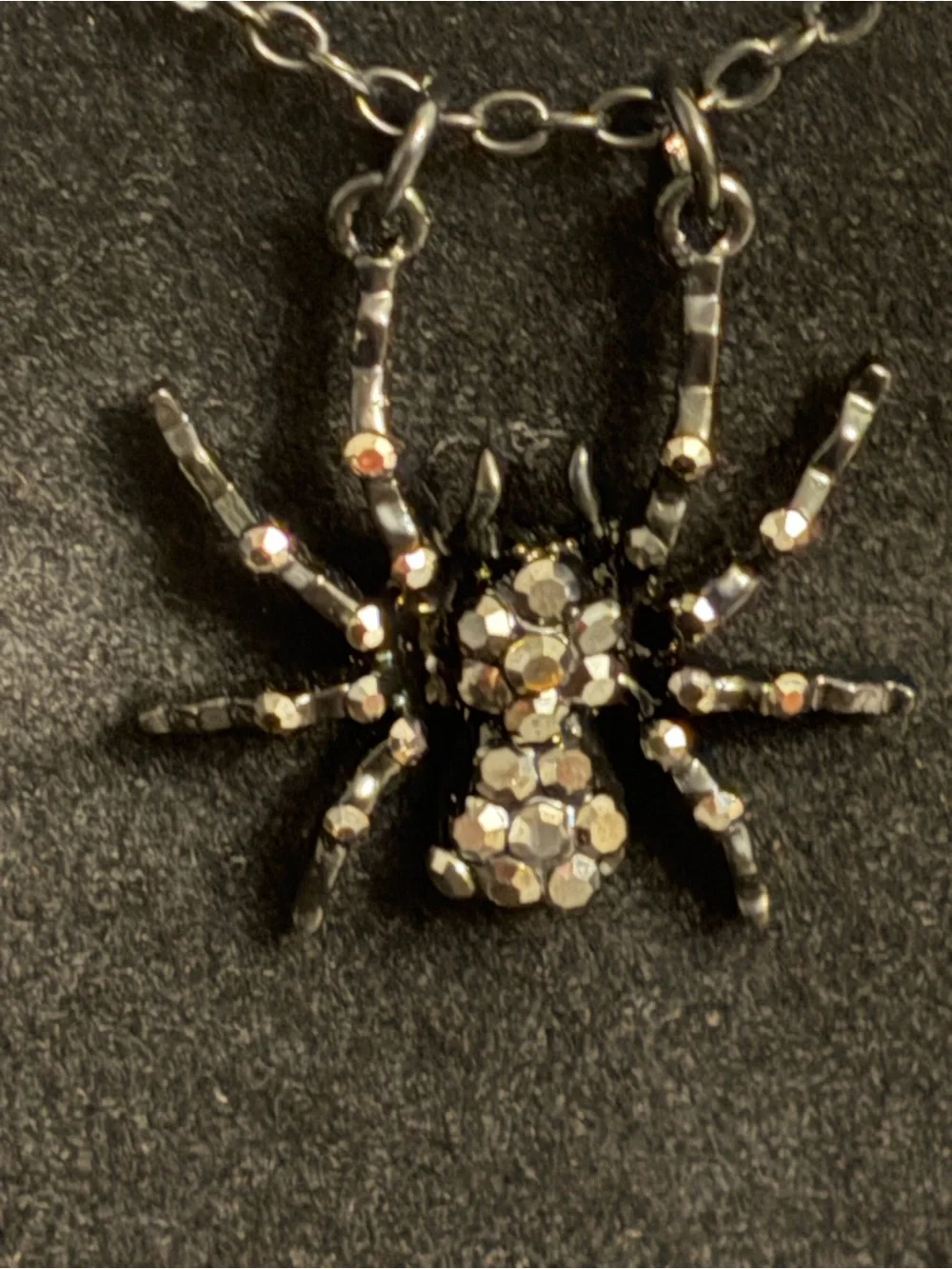 Black Crystal Spider Pendant Necklace for Women